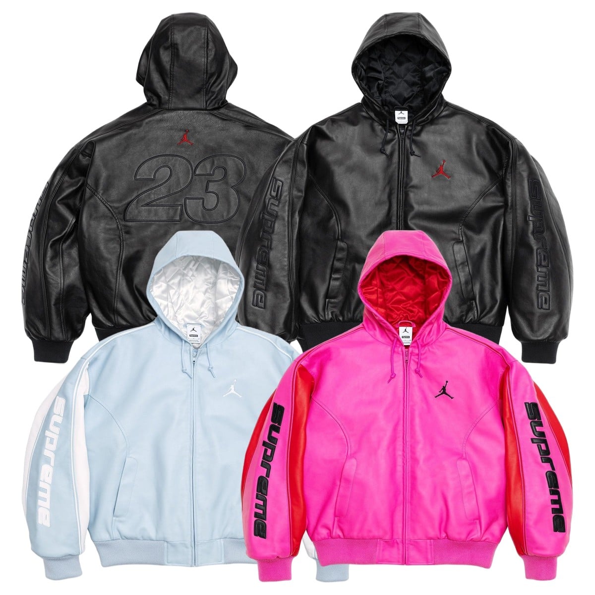 Supreme®/Jordan® Hooded Leather Jacket